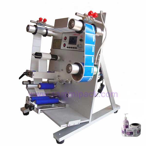 Semi automatic vertical round bottle labeling machine