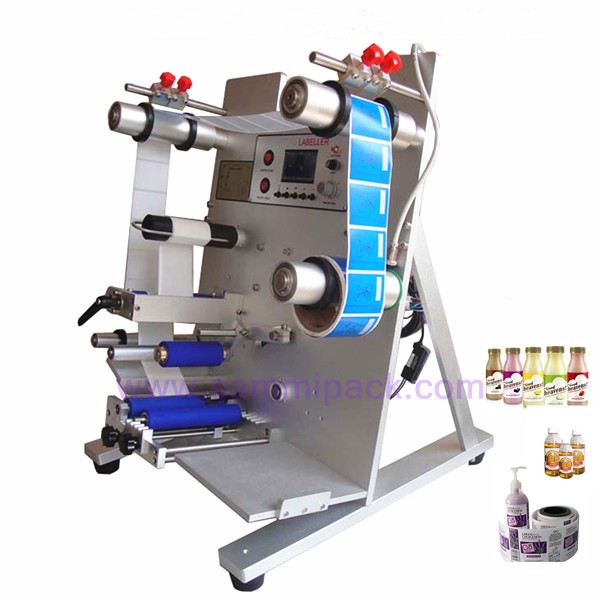 Semi automatic vertical round bottle labeling machine